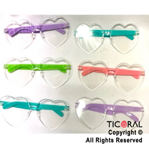 ANTEOJO TIPO RAYBAN CORAZON TRANSPARENTES MARCO COLORES x 12